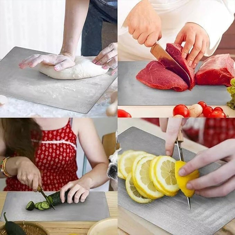 AIMALL Stainless Steel Cutting Board Set, 3 Sizes Anti-Bacterial Double-Sided