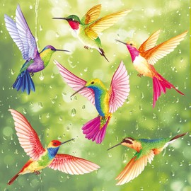 DECOWALL CDS2-9002 Hummingbirds Window Clings Stickers Peel and Stick Removable Glass Tint Film Decorations Reuseble Bird Strike Window Decals Anti Collision