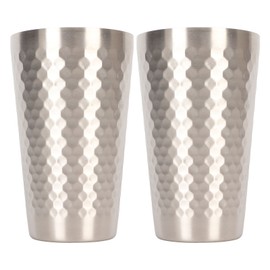 2pcs Stainless Steel Beer Cup 450ML Double Wall Air Insulation Hammered Metal Cups for Coffee Tea Cold Drink for Outdoor