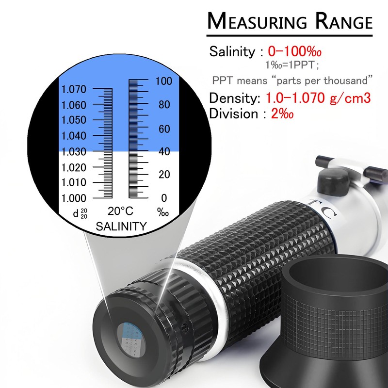 Seawater Salinity Refractometer,V-Resourcing Automatic Temperature Compensation Sea Water Salinity Measurer