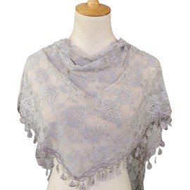 MAIRY Women's Mantilla Lace Catholic Scarf Veil Stole with Tassel Black White for Women Mass Latin Chapel Church Wedding, De148005