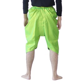 RaanPahMuang Sukhothai Pantalones tailandeses de algodón Batik tradicional, Seda - verde claro, S-M