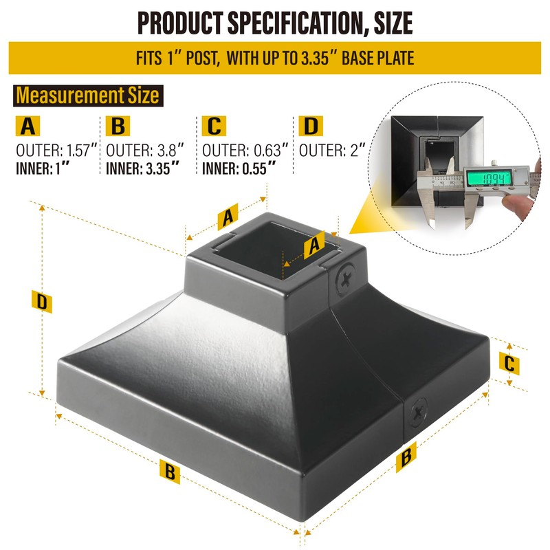 Epcee 4pcs Post 1" Aluminum Deck Post Base Cover, Post