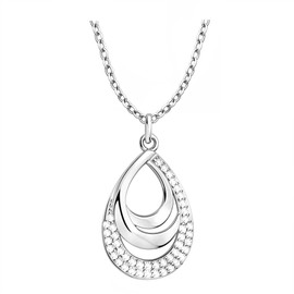 Sofia Milani - Women's Necklace 925 Silver - Oval Pendant, Sterling Silver, Cubic Zirconia