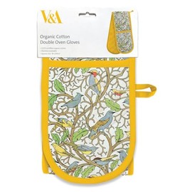 Double Oven Gloves - Organic Cotton - Artistic Birds and Tree Design by C.F.A Voysey - Stylish Kitchenware