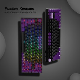 Womier Pudding Keycaps 60 65 75 100 Percent - PBT Shine Through Keycaps,165 Keys Keycaps Set, OEM Profile Custom Keyboard Keycaps, Cherry Gateron MX Switches Mechanical Keyboard, Black Purple