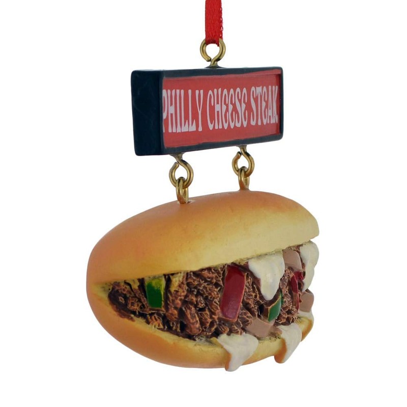 Kurt Adler Philly Cheese Steak Sandwich with Sign Ornament