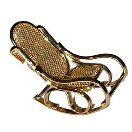 Gold Plated Miniature Rocking Chair for Shadowbox. Dollhouse Size.
