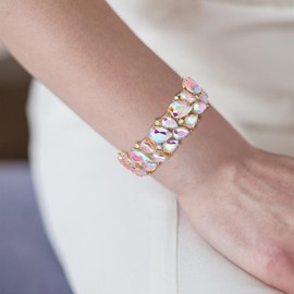 EVER FAITH Women's Bracelet Wedding Party Jewellery Austrian Crystal 2 Layer Bracelet for Bride Clear Silver Tone, Crystal