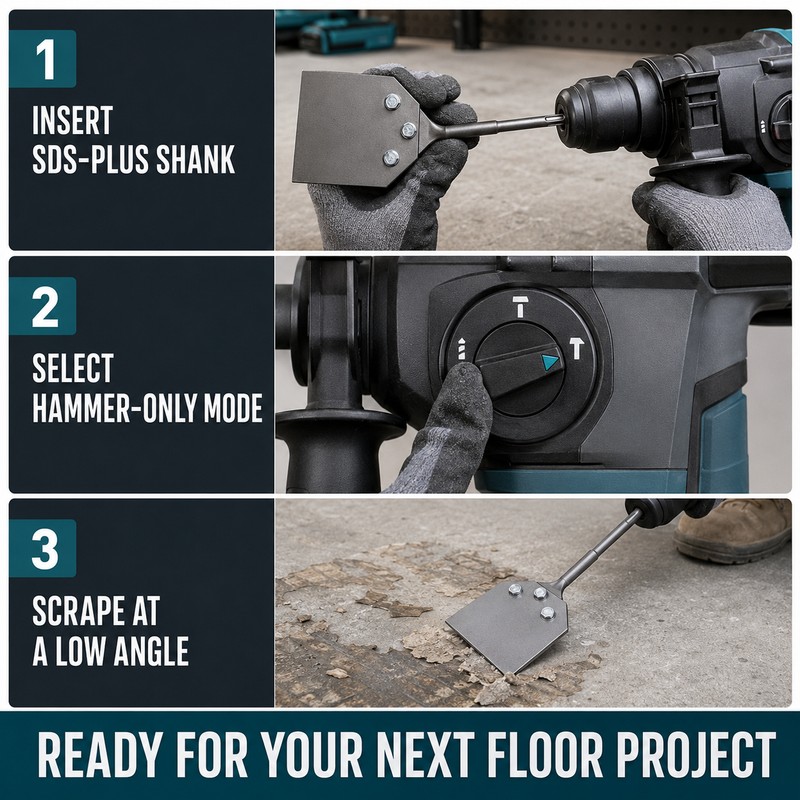 SDS Plus Floor Scraper Chisel, 4-Inch Wide Blade, 10-Inch