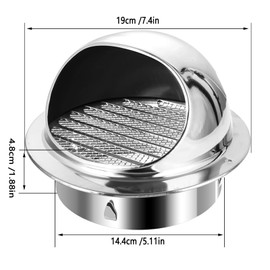 LDHHYH 2PCS Vent Cover Stainless Steel Air Vent Round Wall Vent, 150 mm Air Vent Cover Bull-Nose External Vent for The External Wall Exhaust, Hood Exhaust