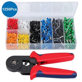 MMOBIEL 1250Pcs Ferrule Crimping Tool Kit, AWG23-7 Professional Self-Adjustable Ratchet Wire Crimping Tool Kit Crimper Plier Set with Wire Terminals Crimping Connectors Wire End Ferrules