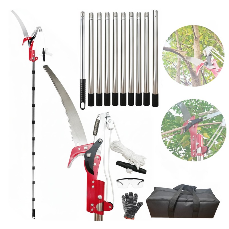 WHLZYEVA Extendable Pole Saw & Pruner, 13.6FT 2-in-1 Tree Trimmer