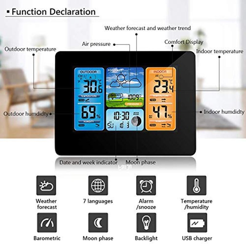 Wireless Weather Station Indoor and Outdoor Thermometer, Forecast Station Temperature