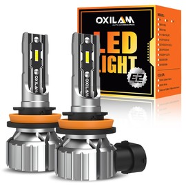 OXILAM LED Fog Lamp, H8, H16, H11, H9, Compatible with Vehicle Inspection, DC 12V Car, 20W, 6500K, White, High Brightness, Integrated, Non-Polarity, Set of 2