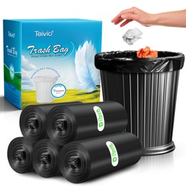Teivio 3 Gallon 300 Counts Strong Trash Bags Garbage Bags, Bathroom Trash Can Bin Liners, Small Plastic Bags for Home Office Kitchen Kitchen (Black)