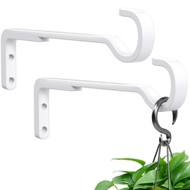 Saffruff 8 Inch 2 Pack White Heavy Duty Outdoor Plant Hangers, Iron Hanging Plant Brackets for Hanging Plants Outside, Metal Plant Hooks Plant Wall Hooks for Hanging Lantern, Bird Feeder