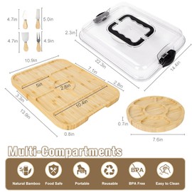 OIIVPWUL Charcuterie Boards,Bamboo Charcuterie Board with Lid&Cheese Tray Set, Portable Travel Charcuterie Board, Gifts for Housewarming, Weddings & Women
