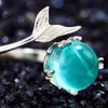GRAEEN Crystal Mermaid Rings Adjustable Open Ring Fish Tail Band
