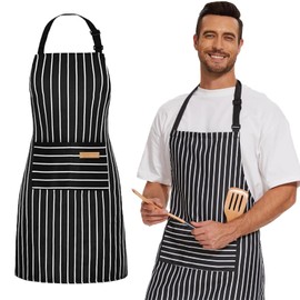 WNXBFO 1 Pack Aprons for Men, Grilling Apron, Funny Aprons for Men, Mens Apron, Adjustable Barbecue Cotton Aprons for Men, Black Chef Apron, Christmas Gifts for Men, Husband, Boyfriend, Son(Black)