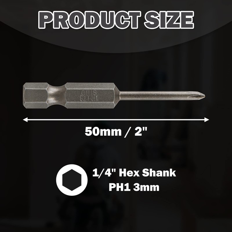 LDEXIN 10Pcs Phillips Screwdriver Bits 1/4 Inch Hex Shank S2