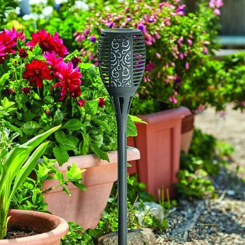 Smart Solar Cool Flame Realistic Flaming Torch Outdoor Stake Light
