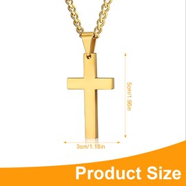 AEIOPRS 1 x Men's Cross Necklace Stainless Steel Pendant Necklace for Men and Women in Gold