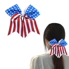 Patriotic Hair Bows American Flag Hair Ties Elastic for Girls Bowknot Hair Rubber Bands for Independence Day Party Hair Accessories 4th of July Hair Elastic for Women Cheerleader