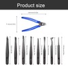 HJIAMA Plastic Tweezers 8 Pieces, Tweezers Set, Tweezers with Pliers