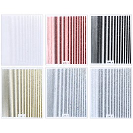 3D Glitter Lines Nail Stickers Holographic Nail Art Stickers Metal Stripe Nail Decals Self Adhesive Geometric Strip Line Nails Stickers Women DIY Nail Supplies,6 Colors/Set