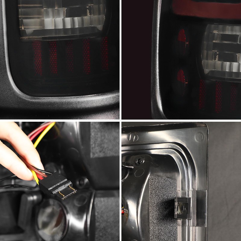 MAYELLO Black LED Tube Tail Lights Fit for 1994–2001 Dodge