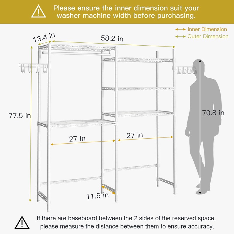 Ulif U5 Over the Washer and Dryer Storage Shelf, Laundry
