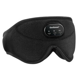GenXenon Sleep Headphones Mask with Wireless Bluetooth 5.2, Silk Eye 3D Sleep Mask with 38 Soothing Sounds White Noise Sleeping Mask, 14 Hours Light Blocking Mask for Side Sleepers Man Women