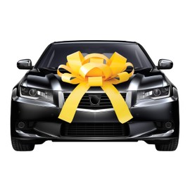 CarBowz Big Yellow Car Bow, Giant 30" Bow, Non Scratch Magnet, Weather Resistant Vinyl