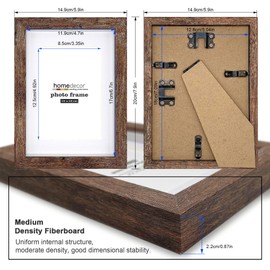 Shadow Box Frame, 4 Pack Picture Frame Set, Wall Picture Frame, Farmhouse Wood Rustic Picture Frames with Tempered Glass Gallery Wall Tabletop Display (5X7 Mat 3.5X5, Brown)