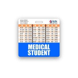 Medical Student Badge Buddy Horizontal w/Height & Weight Conversion Charts (Standard, Blue)