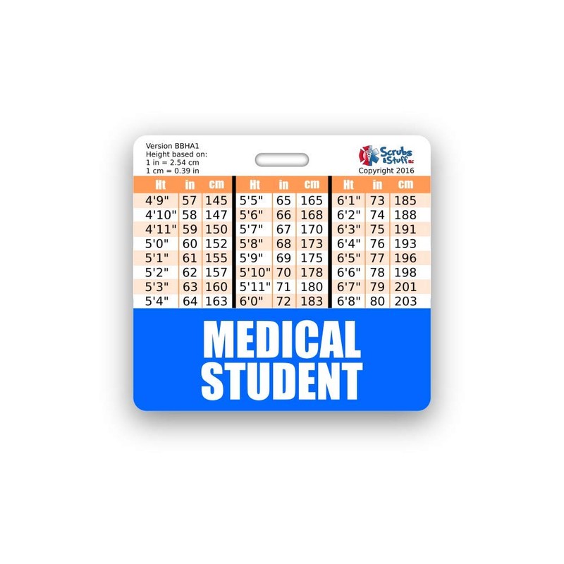 Medical Student Badge Buddy Horizontal w/Height & Weight Conversion Charts
