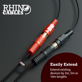 rhinocables 2 RCA Phono Extension Male Plug to Female Socket Stereo Audio Extender for Hi-Fi, DJ, Speakers, Home Theatre, HDTV, Amp '10m'