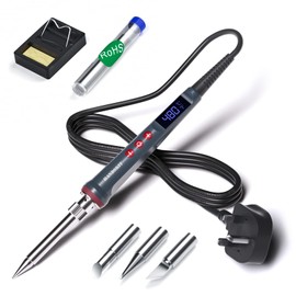Soldering Iron Kit, 200W 220V Solder Iron Digital Soldering Kit for Soldering, 6-in-1 Solder Gun Kit Welding Tool, Adjustable Temperature from 180 to 480℃, 3 solder tip, Solder wire, Solder Iron Stand