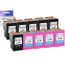KCMYTONER Remanufactured High Yield Ink Cartridge Replacement for HP 67 XL 67XL Compatible with Envy 6052 6055 Envy Pro 6455 6475 DeskJet 1255 2722 DeskJet Plus 4122 Printer (6 Black,4 Tri-Color)