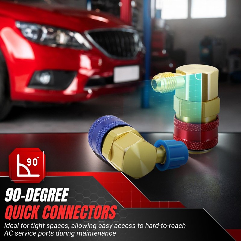 Flexzion Car AC R134a Quick Connectors System Port Adapters Couplers