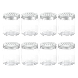 HARFINGTON 8 Pcs Empty Scent Beads Storage Container 8.5oz/250ml Air Freshener Tins Round Refillable Spice Containers Plastic Jars Sample for Travel Storage