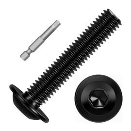 M6-1.0 x 40 mm, 25 tornillos de cabeza de botón con brida, acero inoxidable 304, llave Allen, broca de destornillador incluida, acabado negro, rosca totalmente a máquina