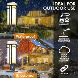 Yoenecea Outdoor Post Light Fixture - Aluminum Lamp Posts Outdoor Lighting, Outdoor Lightpost Lantern with 3-Inch Pier Mount Base Outside Pole Lighting for Porch Garden (22''H, 1 pc)