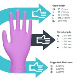 Ink Jungle Violet Nitrile Glove GP0071 GP0072 GP0073 GP0074 GP0075 Examination Nitrile Gloves - Multipurpose, Powder Free and Latex Free Disposable Gloves, Box of 100 Gloves, Violet (Small)