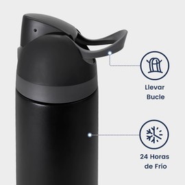 EASYTAO Termo Acero Inoxidable 32OZ, Dos Maneras de Beber, Térmica de Botella con Pajita para Deportes y Viajes, Doble Pared y Tapa Hermética Antigoteo, con Asa para Transportar (Negro, 32OZ/946ML)