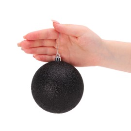 Christmas Concepts® Pack of 5-100mm (4") Large Baubles - Shiny, Matte & Glitter Design - Christmas Decorations (Black)