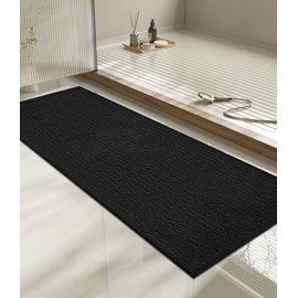 chakme Bathroom Rugs Mat 59x17, Ultra Thin Non Slip Bath Mat Quick Dry Absorbent Bath Mat for Bathroom Floor, (Black, 59"x17")