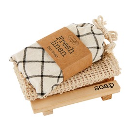 Mud Pie SOAP Dish and Cloth Set, Checkered