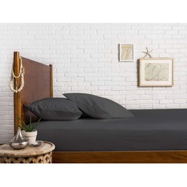 Comfortica Classics 100% Egyptian Cotton 600 Thread Count, Dark Grey King Fitted Sheet with Elastic All Around, Soft & Silky Sateen Weave - Fits Mattress Upto 18 inches